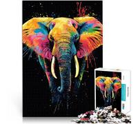 Puzzle da 1000 pezzi per adulti Arte colorata degli elefanti Giocattolo educativo per l'apprendimento Collezione di artisti, Belle arti 38x52cm
