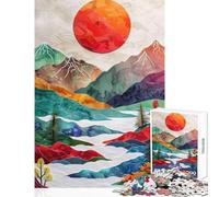 Puzzle da 1000 pezzi per adulti,arte della carta,paesaggio al tramonto,decorazione per la casa,giocattoli,regali per donne e uomini,gioco pratico per migliorare l'amore tra coppie,dimensioni 38x26cm