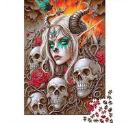 Puzzle da 1000 Pezzi per Adulti Arte della Strega Gotica: Arte dello Scheletro Incappucciato con Aureola Gioco Divertente e Sfidante per la Famiglia Ottimo Regalo 38x26cm/1000 pezzi