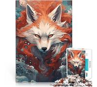 Puzzle da 1000 pezzi per adulti Arte della volpe giapponese Rosso Fuoco Rompicapo per Attività divertenti a casa, regali di compleanno, regali di viaggio, 75x50cm