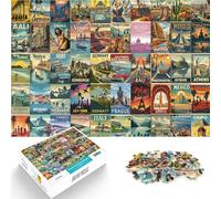 Puzzle da 1000 pezzi per adulti arte dell'unione di poster di viaggio Fatto di carta，Adatto a partire dai 14 anni Interazione genitore-figlio Regali interessanti per ridurre lo stress。