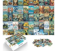 Puzzle da 1000 pezzi per adulti arte dell'unione di poster di viaggio Fatto di legno，per età pari o superiore a 14 anni Rompicapo Regalo - Gioco impegnativo。misurare：50x75cm/19.68x29.52pollice