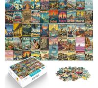 Puzzle da 1000 pezzi per adulti Arte dell'unione di poster retrò Fatto di legno,da 14 anni in su Decorazione della casa Gioco Giocattoli Lista dei desideri con Babbo Natale。misurare:50x75cm