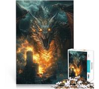 Puzzle da 1000 pezzi per adulti Arte digitale del drago di fuoco Giocattoli da gioco per regalo di famiglia Regalo di compleanno, regali 75x50cm