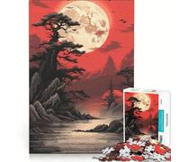 Puzzle da 1000 pezzi per adulti, arte giapponese rosso e nera, gioco pratico, attività per famiglie, ideale come regalo per tutta la famiglia 50x75cm