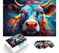 Puzzle da 1000 pezzi per adulti arte mucca come regalo puzzle, 50 x 75 cm, con pezzi completamente intrecciati a caso, per bambini di 14 anni