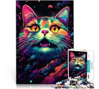 Puzzle da 1000 pezzi per adulti arte psichedelica gatto giochi divertenti tutta la famiglia sfida dell'intelligenza cerebrale adolescente dai 14 anni in su, 26 x 38 cm