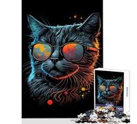 Puzzle da 1000 pezzi per adulti arte retrò con gatti con occhiali giocattoli per la casa regali di compleanno gioco pratico adatto per la decorazione del desktop dimensioni 50x75cm