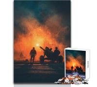 Puzzle da 1000 pezzi per adulti, artiglieria militare al tramonto, rilassante e delicato svago, taglio fine e liscio, giocattolo artigianale, dimensioni 50x75cm