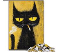 Puzzle da 1000 pezzi per adulti,artistico,astratto,a forma di gatto nero,da 1000 pezzi,regalo perfetto per l'arredamento della casa,divertimento in famiglia,dai 14 anni in su (dimensioni 26x38cm)