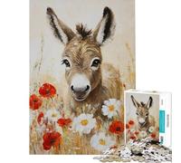 Puzzle da 1000 pezzi per adulti asinello tra i fiori selvatici modello da assemblare ideale come regalo di compleanno o di Natale per amici e familiari 38x26cm
