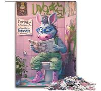 Puzzle da 1000 pezzi per adulti "Asino che va in bagno" in legno, per adolescenti dai 14 anni in su, decorazione per la casa 50x75cm per compleanno, vacanze, Natale, Halloween, regalo