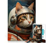 Puzzle da 1000 pezzi per adulti Astro Cat Flawless Fit Art Brain Challenge Divertimento per il relax Gioco di compleanno Regalo per la mente (38x52cm)