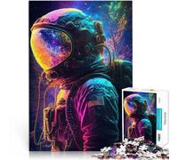 Puzzle da 1000 pezzi per adulti Astronauta al neon nello spazio Per il divertimento in famiglia Migliorare l'amore tra le coppie 52x38cm