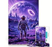 Puzzle da 1000 pezzi per adulti,astronauta,alieno,pianeta,cielo viola,gioco di incastro preciso,gioco di concentrazione,regalo,divertimento facile,Natale,arte da esposizione (38x52cm)