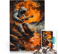 Puzzle da 1000 pezzi per adulti Astronauta Arancione Chiaro di Luna Giocattoli da gioco con pezzi completamente interconnessi di forma casuale 52x38cm