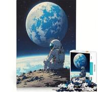 Puzzle da 1000 pezzi per adulti: Astronauta che contempla la Terra dalla Luna, Antistress, Difficile, Lista dei desideri con Babbo Natale 38x52cm