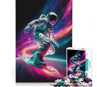 Puzzle da 1000 pezzi per adulti: astronauta che fa snowboard nello spazio, antistress, di difficoltà elevata, ideale come elemento della lista dei desideri con Babbo Natale 38x52cm