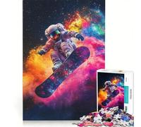 Puzzle da 1000 pezzi per adulti: Astronauta che fa snowboard nello spazio, gioco divertente, stimolante da completare, per rafforzare l'amore tra le coppie 50x75cm