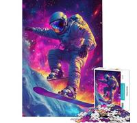 Puzzle da 1000 pezzi per adulti astronauta che fa snowboard nello spazio sfida per l'intelligenza giocattolo avvincente giochi rilassanti attività per famiglie regalo divertente (dimensioni 50x75cm)