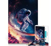 Puzzle da 1000 pezzi per adulti: astronauta che fa snowboard nello spazio,taglio preciso,gioco di abilità,svago,divertimento,regalo di compleanno (50x75cm)
