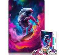 Puzzle da 1000 pezzi per adulti,astronauta che fa surf nello spazio,1000 pezzi per adolescenti,ideale come regalo per tutta la famiglia,adatto a bambini di età compresa tra 14 e 18 anni (75x50cm)