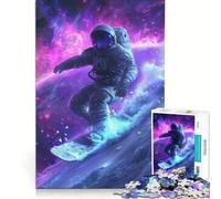 Puzzle da 1000 pezzi per adulti, astronauta che fa surf nello spazio, antistress, sfida impegnativa, ideale come regalo per tutta la famiglia, 50x75cm