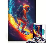 Puzzle da 1000 pezzi per adulti, astronauta che fa surf sul fuoco, gioco impossibile, passatempo per le vacanze a casa, regalo di compleanno, regalo di viaggio, 38x52cm