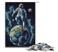 Puzzle da 1000 pezzi per adulti astronauta che gioca a calcio opera d'arte regalo di compleanno arte murale 75x50cm