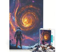 Puzzle da 1000 pezzi per adulti, Astronauta che osserva un buco nero cosmico, Notte stellata, Vortice di Van Gogh, Giocattolo antistress, Sfida impegnativa, Offerta come regalo per tutta la famiglia