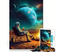 Puzzle da 1000 pezzi per adulti: Astronauta che si rilassa con una birra su Marte Gioco divertente e preciso,ideale per il tempo libero,perfetto come regalo di compleanno o per chi ha un hobby 50x75cm