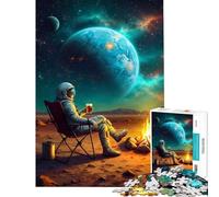 Puzzle da 1000 pezzi per adulti Astronauta che si rilassa con una birra su Marte Gioco impegnativo e antistress educativo e adatto a partire dai 14 anni (50x75cm)