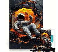 Puzzle da 1000 pezzi per adulti: Astronauta che si rilassa nella lava,con bordi puliti Gioco cognitivo divertente,gioco lento,regalo festivo per il tempo libero (38x26cm)