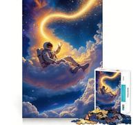 Puzzle da 1000 pezzi per adulti: Astronauta che si rilassa tra nuvole cosmiche Spazio fantastico,taglio preciso,gioco di logica,divertimento per il tempo libero,compleanno,gioco artistico (50x75cm)