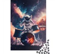 Puzzle da 1000 pezzi per adulti, astronauta che suona la batteria, puzzle di carta quadrati, puzzle con pezzi unici, giochi educativi divertenti, giocattoli, 38x26 cm/1000 pezzi