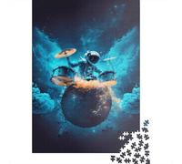 Puzzle da 1000 pezzi per adulti Astronauta che suona la batteria Puzzle quadrato per adulti e puzzle di carta Decorazioni per la casa Regali per le vacanze 38x26 cm/1000 pezzi