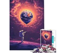 Puzzle da 1000 pezzi per adulti Astronauta che tiene in mano un pallone aerostatico a forma di Terra nello spazio Gioco pratico e stimolante per la mente un'opera d'arte da regalare per compleanno