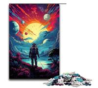 Puzzle da 1000 pezzi per adulti astronauta che viaggia nello spazio opera d'arte regalo di compleanno decorazione da parete 75x50 cm.