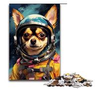 Puzzle da 1000 pezzi per adulti astronauta chihuahua bambino giocattoli per l'intrattenimento della famiglia decorazioni e regali unici per la casa 75x50 cm