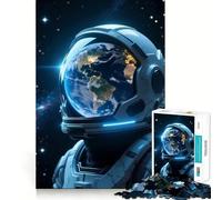 Puzzle da 1000 pezzi per adulti: astronauta con riflesso della Terra,incastro perfetto,sfida artistica per la mente,divertimento,relax,gioco,regalo di compleanno,stimolante per la mente (38x52cm)