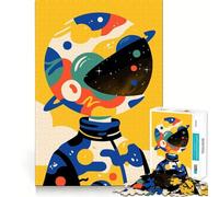 Puzzle da 1000 pezzi per adulti: astronauta con testa a forma di galassia,arte minimalista,incastro perfetto,sfida per la mente,divertimento,relax,gioco,compleanno,regalo per la mente (50x75cm)