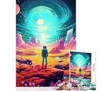 Puzzle da 1000 pezzi per adulti astronauta disperso su un pianeta alieno decorazione per la casa giocattoli regali per donne e uomini gioco impossibile con poster abbinato e foglio di quiz 50x75cm