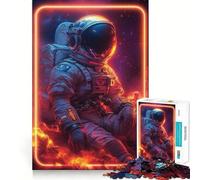 Puzzle da 1000 pezzi per adulti: astronauta in cornice al neon,decorazione con intagli precisi,gioco rompicapo cognitivo,svago,regalo di compleanno (38x26cm)