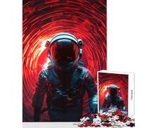 Puzzle da 1000 pezzi per adulti Astronauta nel tunnel rosso decorazione per la casa giocattoli regalo di compleanno gioco impossibile ogni pezzo è unico - Dimensioni 38x52cm