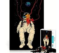 Puzzle da 1000 pezzi per adulti: Astronauta nello spazio con schizzi rossi,bordo pulito,gioco cognitivo divertente,gioco lento,regalo festivo per il tempo libero (38x26cm)