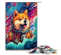 Puzzle da 1000 pezzi per adulti Astronauta Shiba Inu di Splatters Un sacco di colori spessi idee regalo per giocattoli educativi intellettuali decompressivi 75x50 cm
