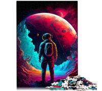 Puzzle da 1000 pezzi per adulti, astronauti al neon, spazio educativo, giocattolo educativo per l'intelligenza cerebrale, giocattolo che crea dipendenza, 26 x 38 cm