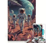 Puzzle da 1000 pezzi per adulti: astronauti che esplorano il paesaggio di un pianeta alieno, gioco rompicapo, taglio di precisione, collezione d'artista, belle arti, 38x26cm