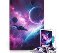 Puzzle da 1000 pezzi per adulti: astronave nella nebulosa con pianeti gioco rompicapo impegnativo da completare per rafforzare l'amore tra le coppie 50x75cm