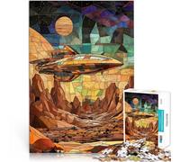 Puzzle da 1000 pezzi per adulti Astronave sopra il pianeta desertico Difficile e sfidante con pezzi completamente interconnessi di forma casuale 75x50cm